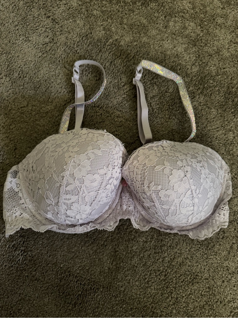 Victoria's Secret Light purple Lace Push-Up Bra with Rhinestone Straps